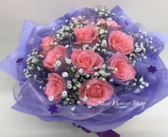 粉玫瑰10朵圓形花束