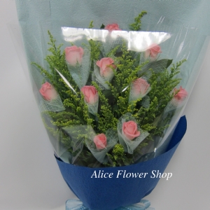 粉玫瑰10朵長形花束