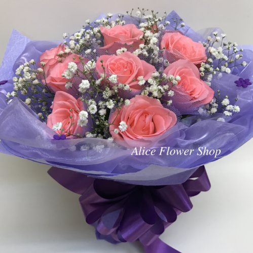 粉玫瑰10朵圓形花束