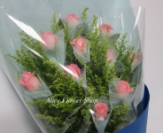 粉玫瑰10朵長形花束