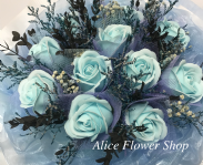 優雅香氛藍玫瑰花束